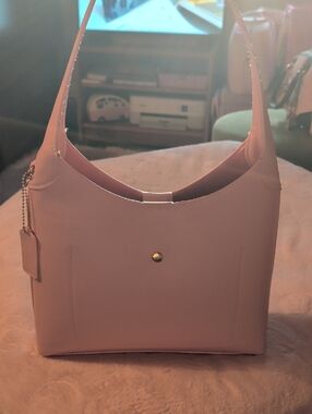 Amazon Pink Shoulder Tote with Gold Accent